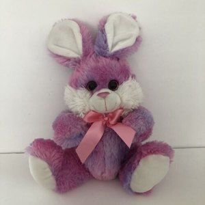 VTG 1999 Inter American Tie Dye Bunny Rabbit Stuffed Animal Plush Glitter Eyes